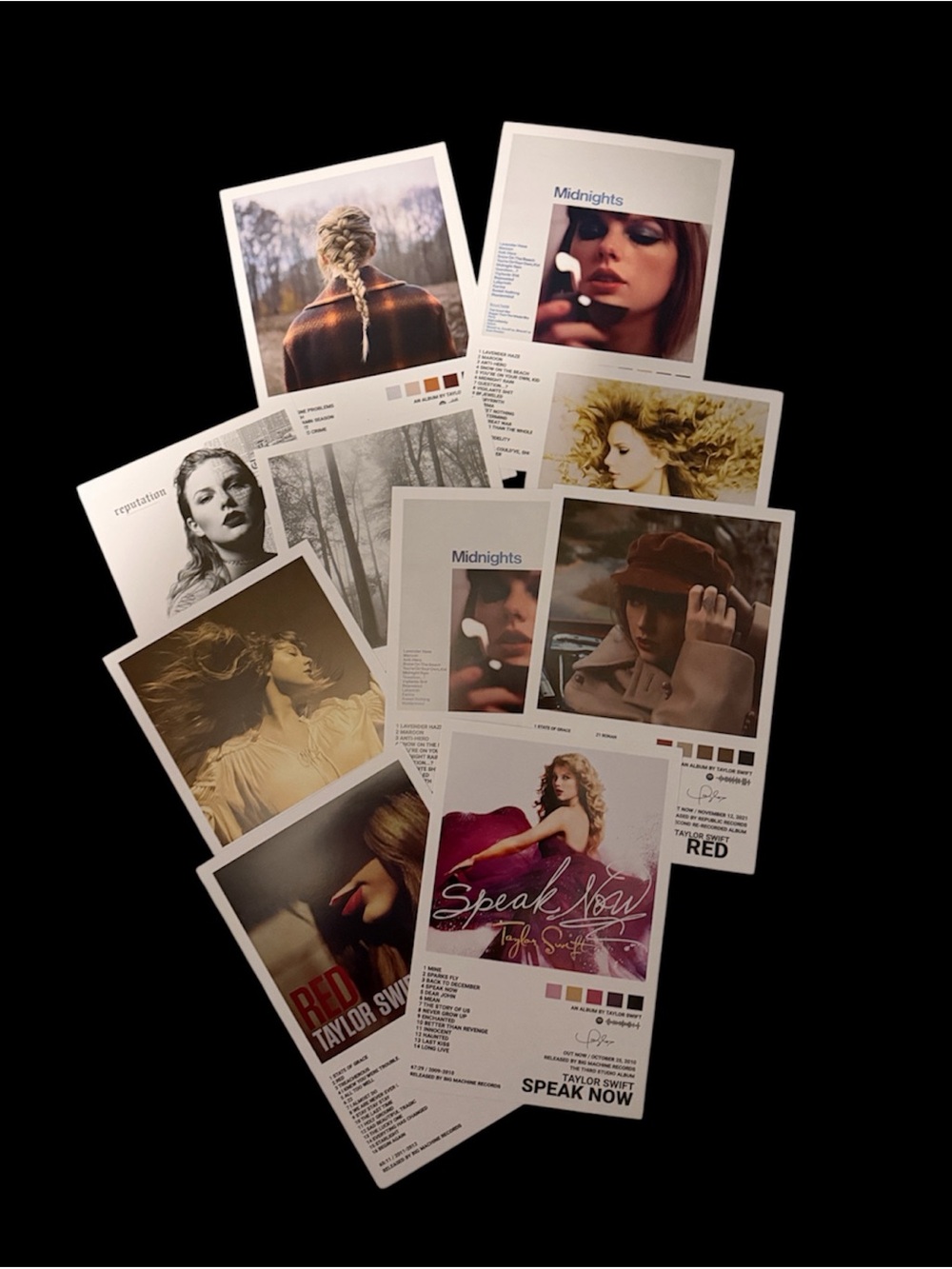 Taylor Swift Print Set of 13 album covers 12x18, thick paper, new open box $1 ea